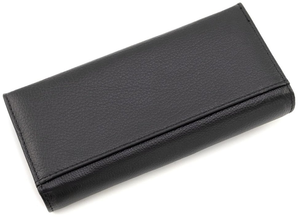 Шкіряний жіночий гаманець чорного кольору з великою монетницею ST Leather 90816 modnotak фото №4