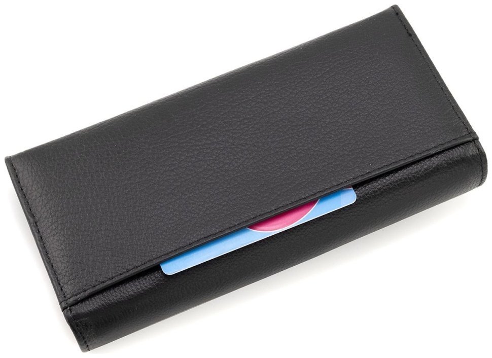 Шкіряний жіночий гаманець чорного кольору з великою монетницею ST Leather 90816 modnotak фото №5