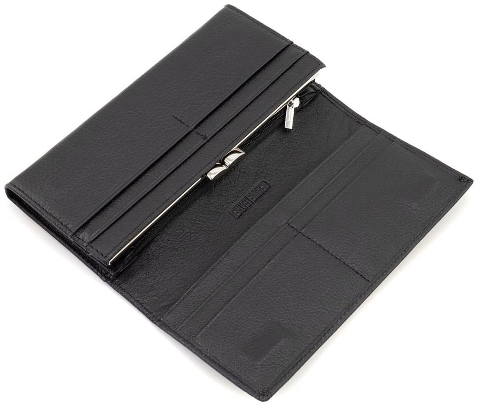 Шкіряний жіночий гаманець чорного кольору з великою монетницею ST Leather 90816 modnotak фото №7