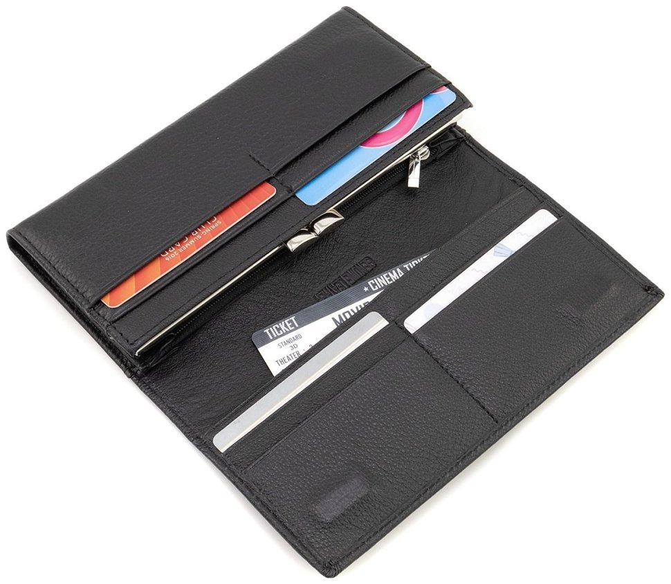 Шкіряний жіночий гаманець чорного кольору з великою монетницею ST Leather 90816 modnotak фото №10