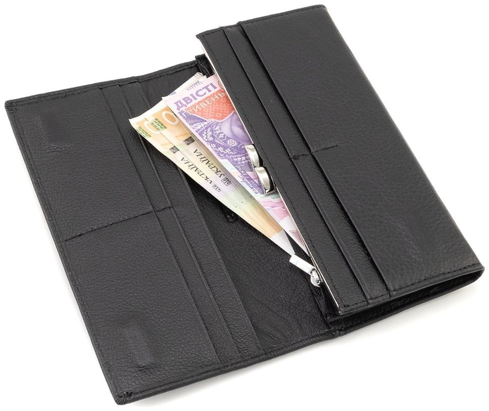 Шкіряний жіночий гаманець чорного кольору з великою монетницею ST Leather 90816 modnotak фото №11