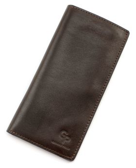 Темно-коричневый кожаный купюрник ручной работы Grande Pelle (13086)