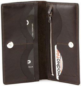 Темно-коричневий шкіряний купюрник ручної роботи Grande Pelle (13086)