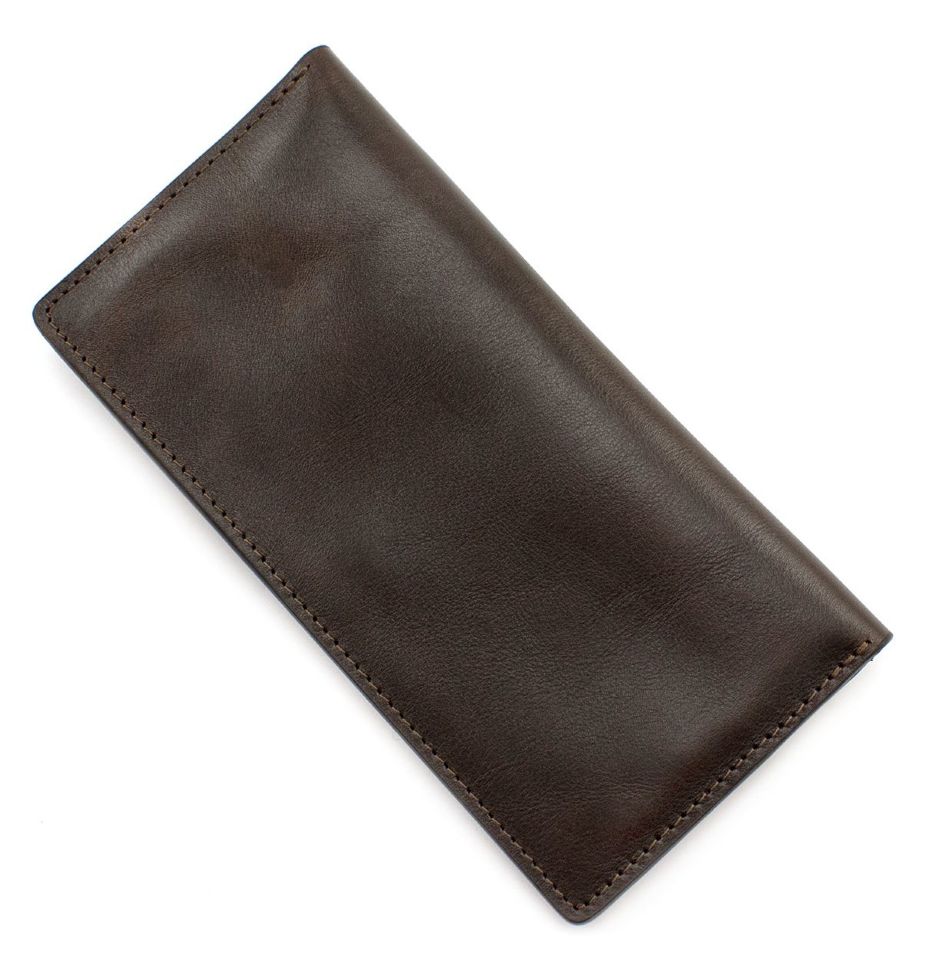 Темно-коричневый кожаный купюрник ручной работы Grande Pelle (13086)