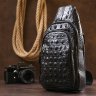 Сучасна шкіряна чоловіча сумка-рюкзак з фактурою під крокодила Vintage (20674) - 5