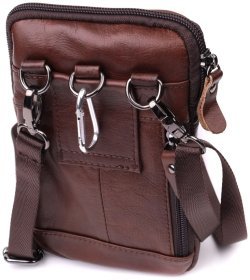 Недорогая мужская кожаная сумка коричневого цвета на пояс или на плечо Vintage 2422564