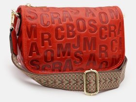 Эксклюзивная женская кожаная сумка красного цвета с лямкой на плечо Keizer 71516