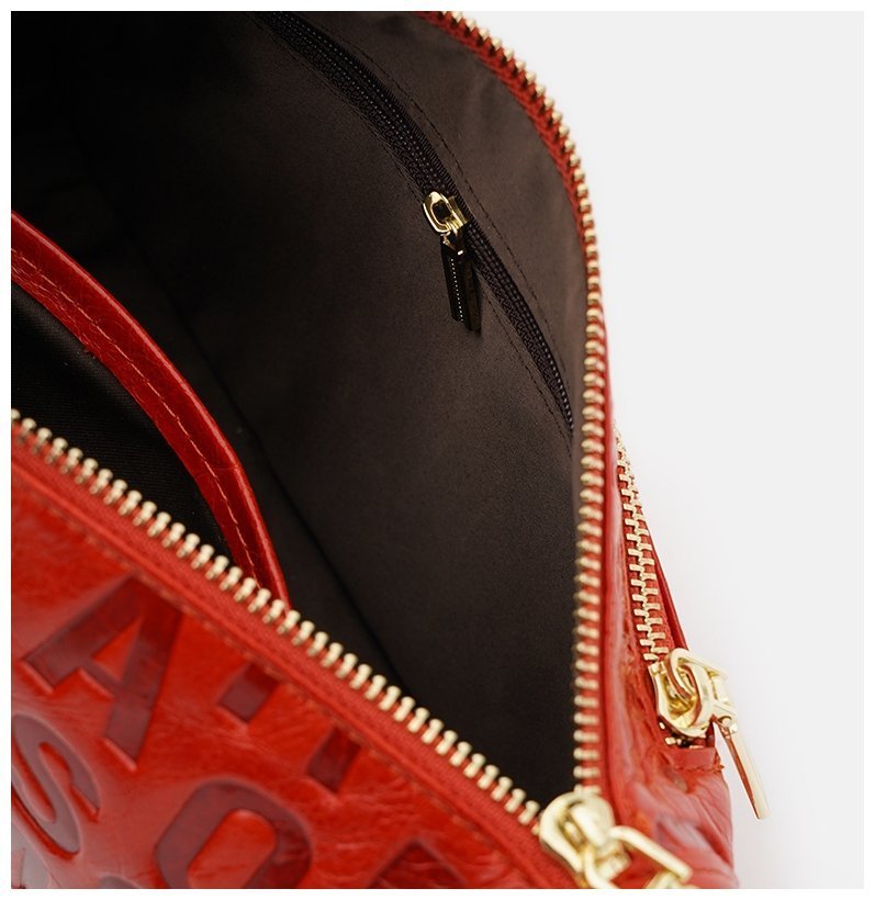 Эксклюзивная женская кожаная сумка красного цвета с лямкой на плечо Keizer 71516