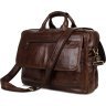 Фирменная сумка для ноутбука из натуральной кожи коричневого цвета VINTAGE STYLE (14244) - 1