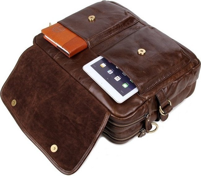 Фірмова сумка для ноутбука з натуральної шкіри коричневого кольору VINTAGE STYLE (14244)