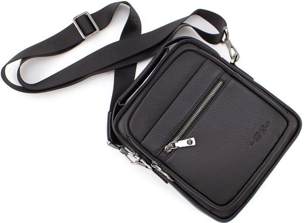 Просторная мужская кожаная сумка-барсетка под планшет и личные вещи H.T Leather (10239)
