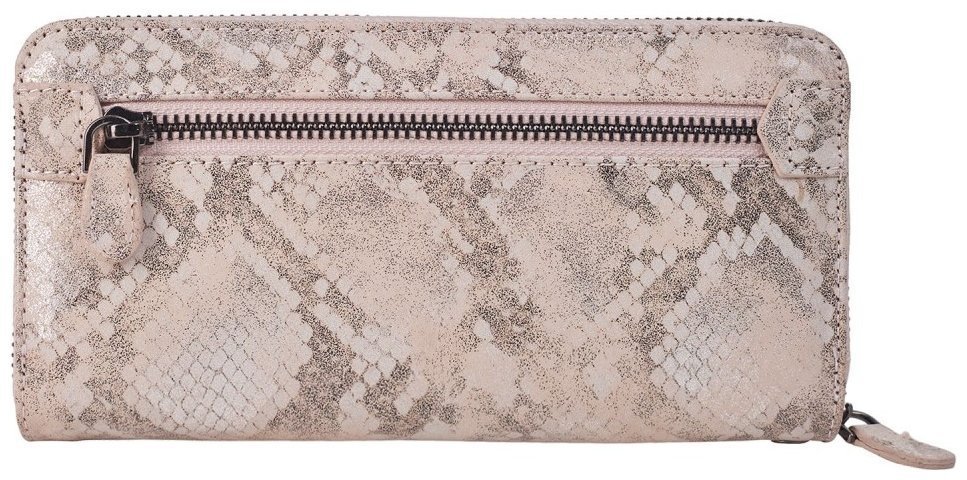 Большой бежевый женский кошелек из натуральной кожи с принтом под рептилию Desisan 81816 modnotak фото №2