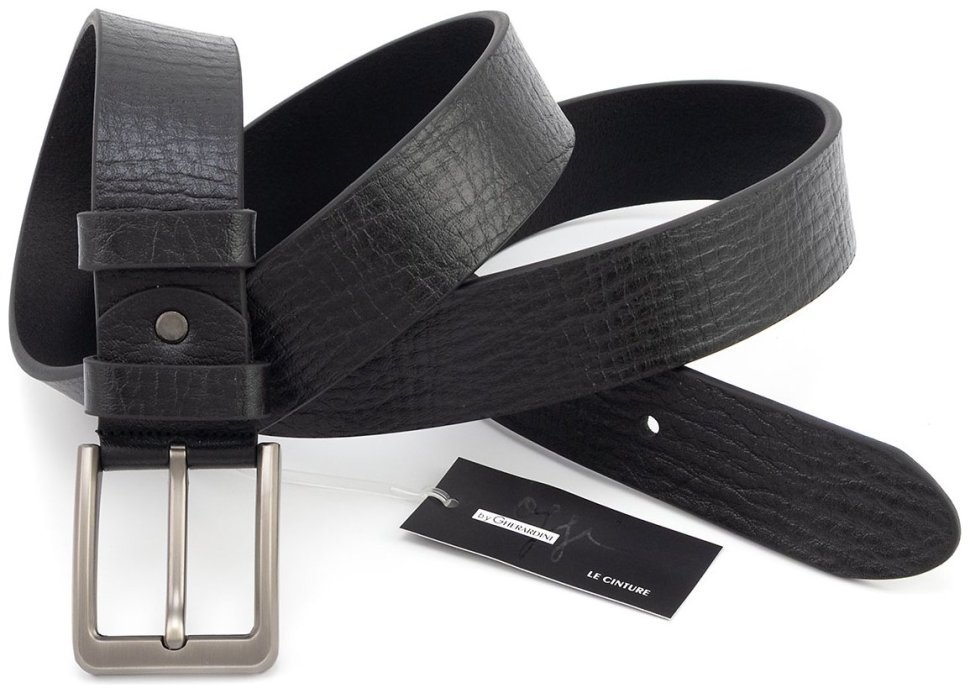 Классический ремень мужской кожаный батал увеличенной длины до 140 см Gherardini 40831 (итальянская кожа) modnotak фото №3