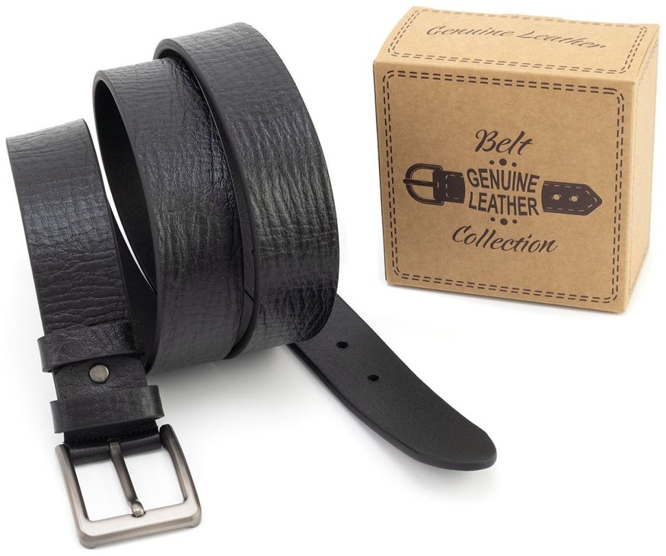 Классический ремень мужской кожаный батал увеличенной длины до 140 см Gherardini 40831 (итальянская кожа) modnotak фото №5