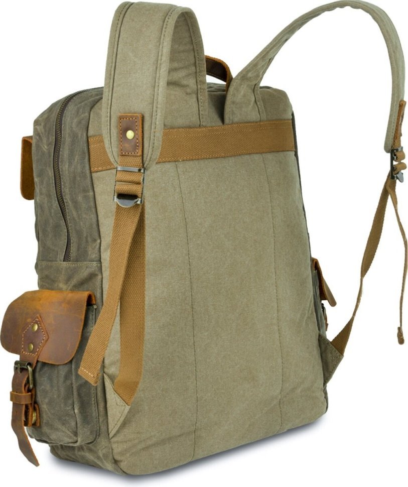Туристичний рюкзак з текстилю болотного кольору Vintage (20107)