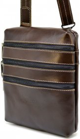 Мужская коричневая сумка на плечо из кожи алькор TARWA (19867)