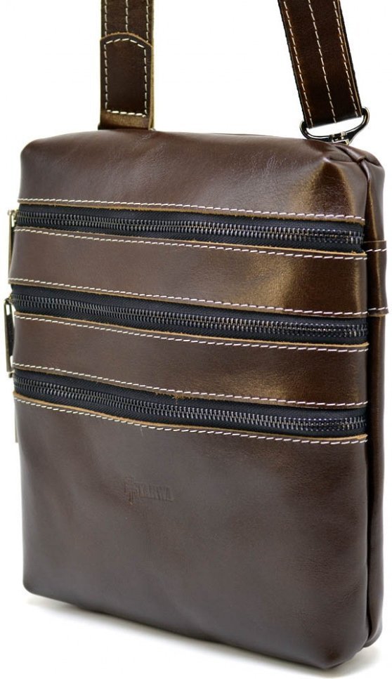 Чоловіча коричнева сумка на плече зі шкіри алькор TARWA (19867)