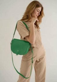 Кожаная женская сумка зеленого цвета с ремешком на плечо The Wings (42516)
