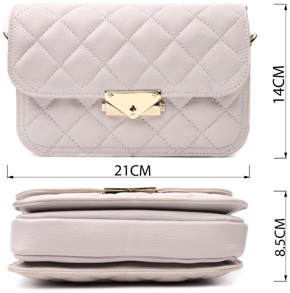 Кожаная женская сумка с необычной защелкой Vintage 22672 Белая фото №3 Кожаная женская сумка с необычной защелкой Vintage 22672 Белая modnotak фото №3