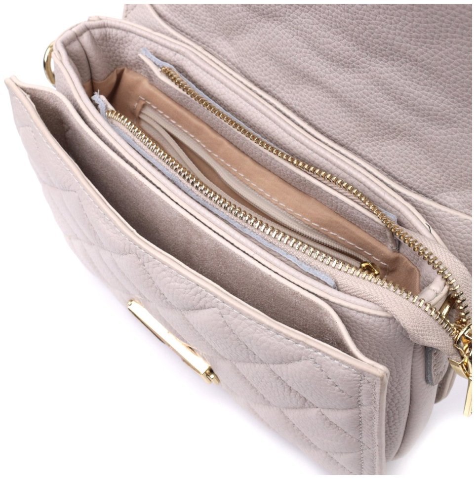 Кожаная женская сумка с необычной защелкой Vintage 22672 Белая фото №9 Кожаная женская сумка с необычной защелкой Vintage 22672 Белая modnotak фото №9