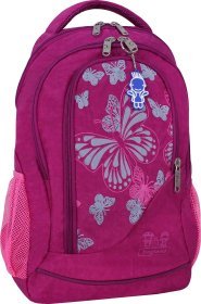 Большой школьный текстильный рюкзак для девочек малинового цвета Bagland (52716)