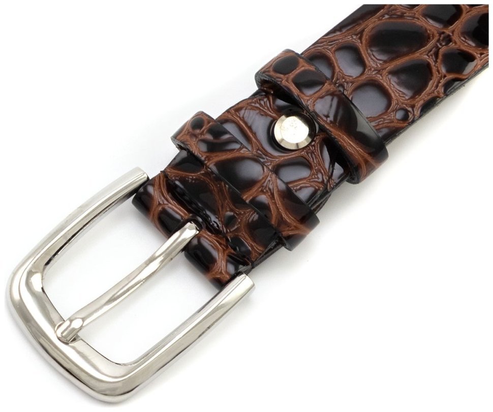Женский ремень из лаковой кожи с фактурой под рептилию Remar 30121 коричневый modnotak фото №2