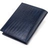 Вертикальне чоловіче портмоне з натуральної шкіри синього кольору з тисненням CANPELLINI (2421752) - 2