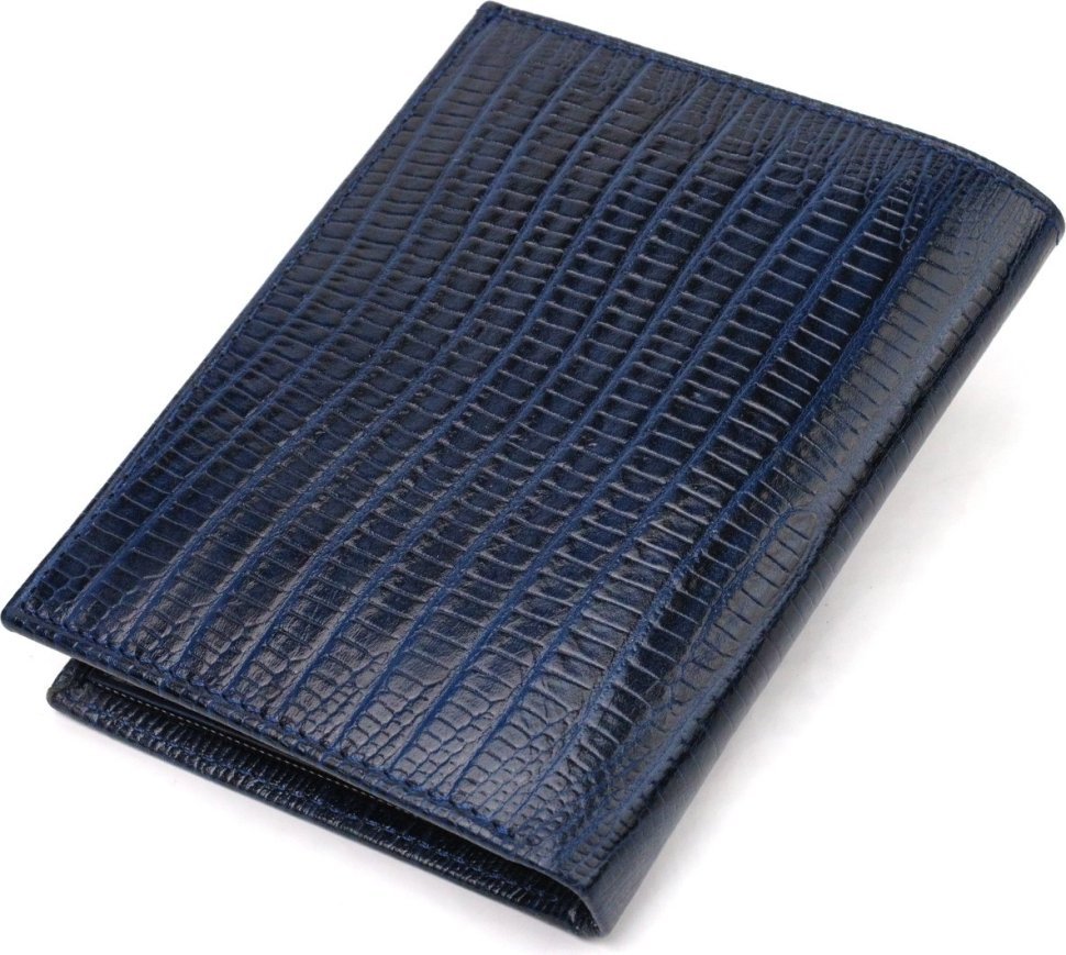 Вертикальне чоловіче портмоне з натуральної шкіри синього кольору з тисненням CANPELLINI (2421752)