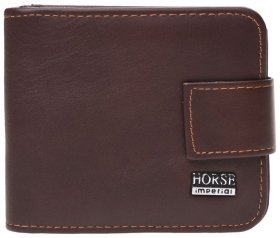 Классическре мужское портмоне из натуральной кожи коричневого цвета на кнопке Horse Imperial 73116