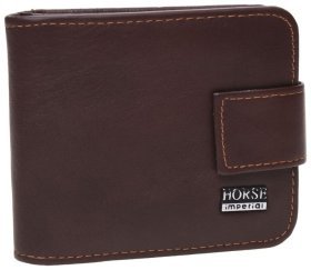 Классическре мужское портмоне из натуральной кожи коричневого цвета на кнопке Horse Imperial 73116