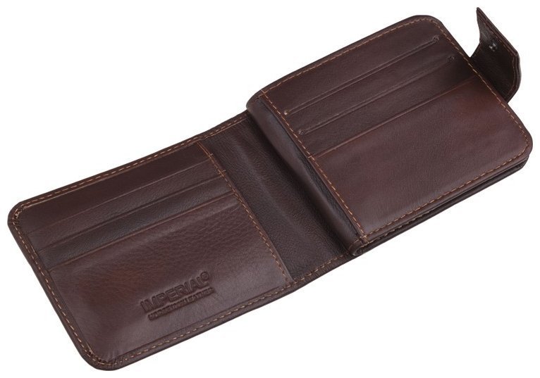 Класичне чоловіче портмоне з натуральної шкіри коричневого кольору на кнопці Horse Imperial 73116