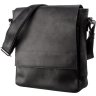 Черная кожаная мужская сумка винтажного стиля из натуральной кожи с клапаном SHVIGEL (11172) - 1