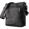 Черная кожаная мужская сумка винтажного стиля из натуральной кожи с клапаном SHVIGEL (11172) - 2