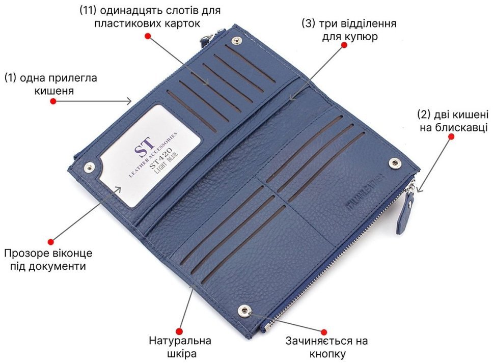 Удобный кожаный женский кошелек с запястным ремешком (под купюры и карточки) ST Leather (17397) фото №4 Удобный кожаный женский кошелек с запястным ремешком (под купюры и карточки) ST Leather (17397) modnotak фото №4