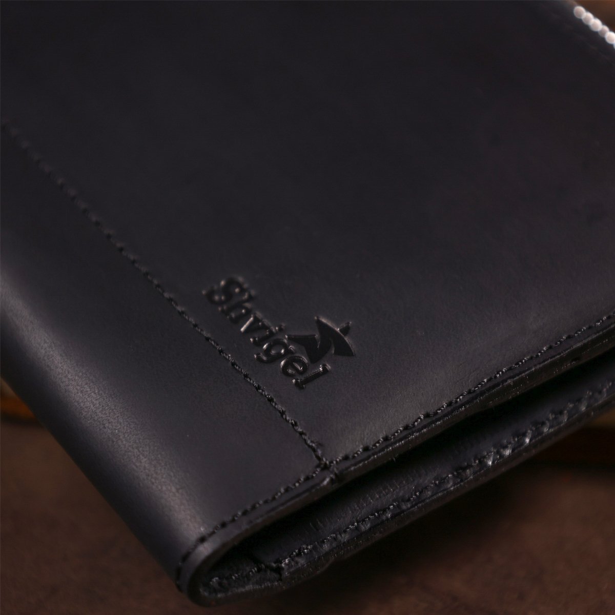 Мужской кожаный кожаный матовый клатч черного цвета SHVIGEL (16191)