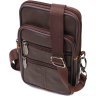 Маленькая мужская сумка на пояс из натуральной кожи коричневого цвета Vintage (2421482) - 1