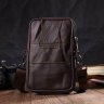 Маленькая мужская сумка на пояс из натуральной кожи коричневого цвета Vintage (2421482) - 7