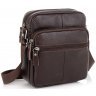 Коричневая мужская сумка-планшет из фактурной кожи на молнии Tiding Bag (15801) - 1