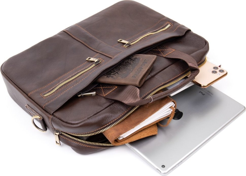 Темно-коричнева чоловіча сумка для ноутбука з натуральної шкіри Vintage (20453)