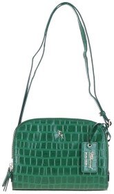 Жіноча шкіряна сумка з фактурою під крокодила Ashwood C57 зеленого кольору 94216