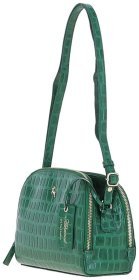 Жіноча шкіряна сумка з фактурою під крокодила Ashwood C57 зеленого кольору 94216