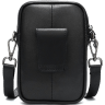 Компактна чоловіча сумка-барсетка чорного кольору з натуральної шкіри Vintage (20017) - 4