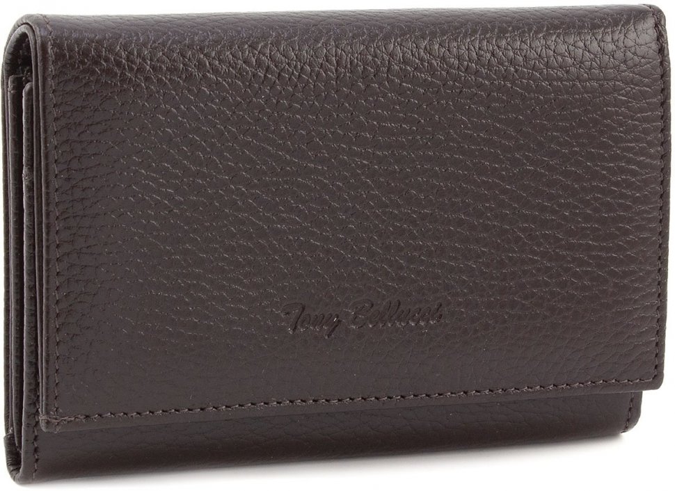 Повсякденний жіночий гаманець темно-коричневого кольору з натуральної шкіри Tony Bellucci (10764)