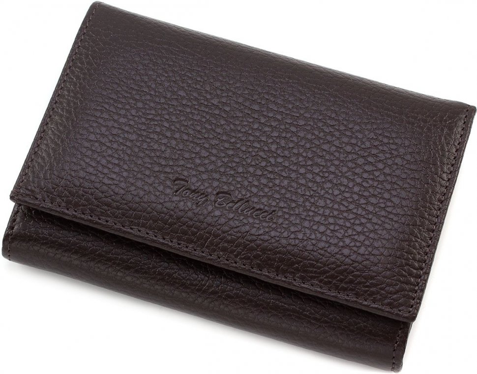 Повсякденний жіночий гаманець темно-коричневого кольору з натуральної шкіри Tony Bellucci (10764)