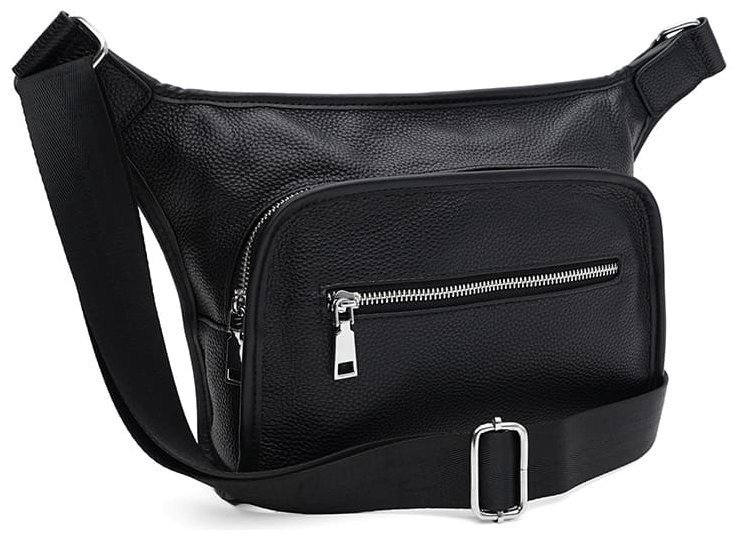 Сумка из кожи флотар для мужчин через плечо Borsa Leather 104516 черного цвета modnotak фото №1