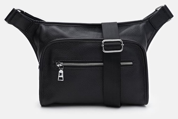 Сумка из кожи флотар для мужчин через плечо Borsa Leather 104516 черного цвета modnotak фото №2