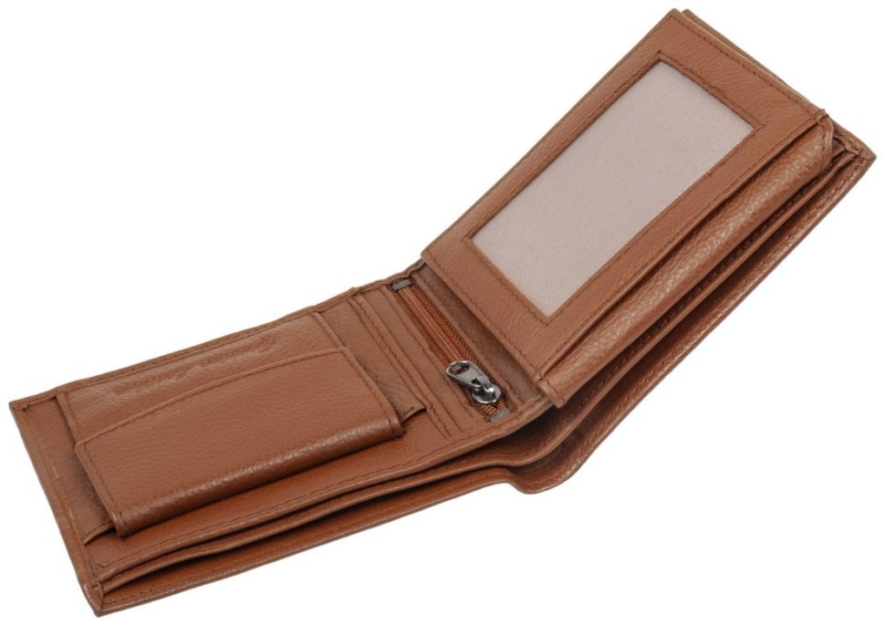 Мужское портмоне без застежки из фактурной кожи рыжего цвета с RFID-защитой JCB NC51 94516 modnotak фото №5