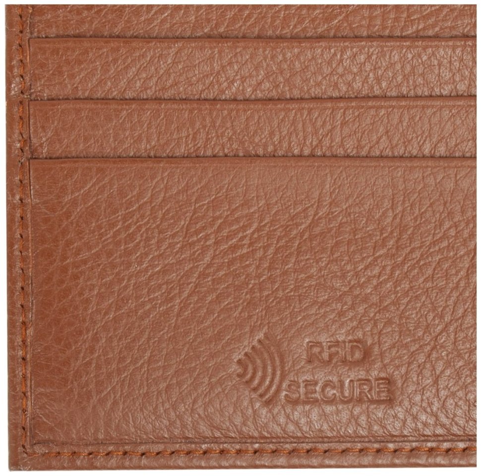 Мужское портмоне без застежки из фактурной кожи рыжего цвета с RFID-защитой JCB NC51 94516 modnotak фото №8