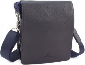 Синя сумка-планшет з натуральної шкіри з клапаном Leather Collection (11137)