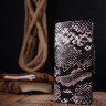 Женский черно-белый купюрник из натуральной кожи под змею с хлястиком на кнопке KARYA (2421002) - 7